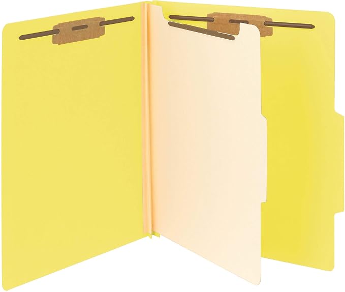 Smead Classification Folder with Prongs, 1 Divider, 2" Fasteners, Letter Size, for Documents Organization, Durable File Organizer for Home, School or Office, Yellow (13704) - Image 4