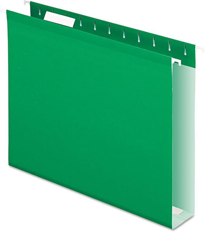 Pendaflex 4152X2BGR Reinforced 2-Inch Extra Capacity Hanging Folders, Letter, Bright Green, 25/Box by Pendaflex