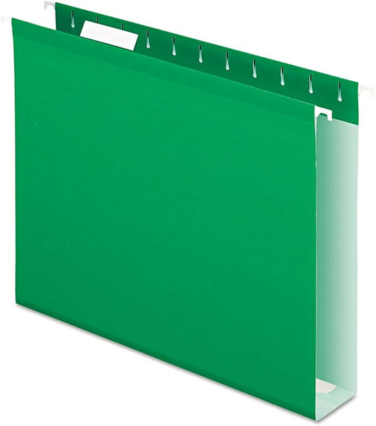 Pendaflex 4152X2BGR Reinforced 2-Inch Extra Capacity Hanging Folders, Letter, Bright Green, 25/Box by Pendaflex