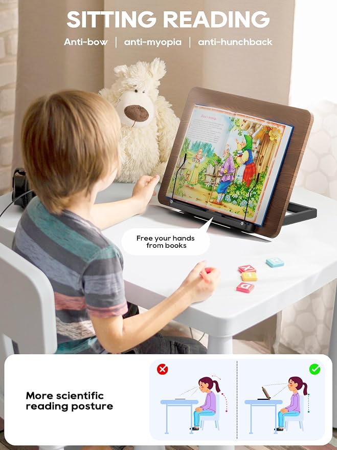 2 in 1 Adjustable Book Stand - Dual-Use Floor and Desktop Book Holder Stand, Height Adjustable 23.5-52 in, Elastic Page Clips for Music Sheet, Recipe, Tablet, Laptop-Black - Image 5