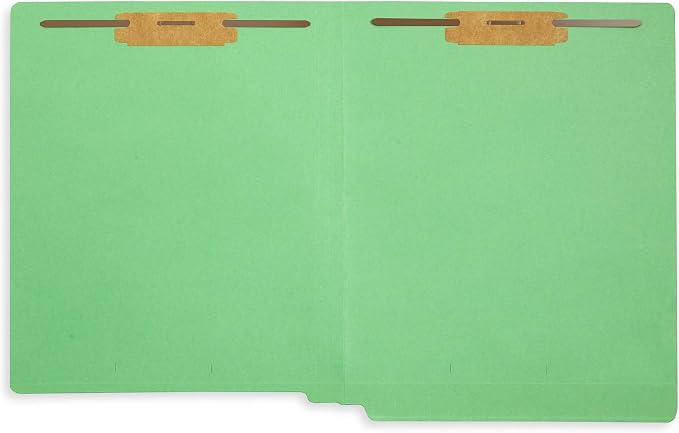Blue Summit Supplies 50 Green End Tab Fastener File Folders, Letter Size | Durable 11pt green paper, straight cut end tabs, 2 prong fasteners, medical files, receipts, office reports - Image 5