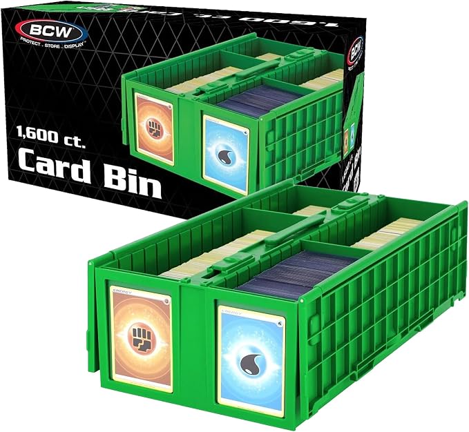 BCW Collectible Card Bin - Holds up to 1600 Cards | Large Card Storage Box for Loose Trading Cards | Pokemon, MTG, and Sports Card Storage Boxes | Sorting Card Box (Green, Single) by BCW