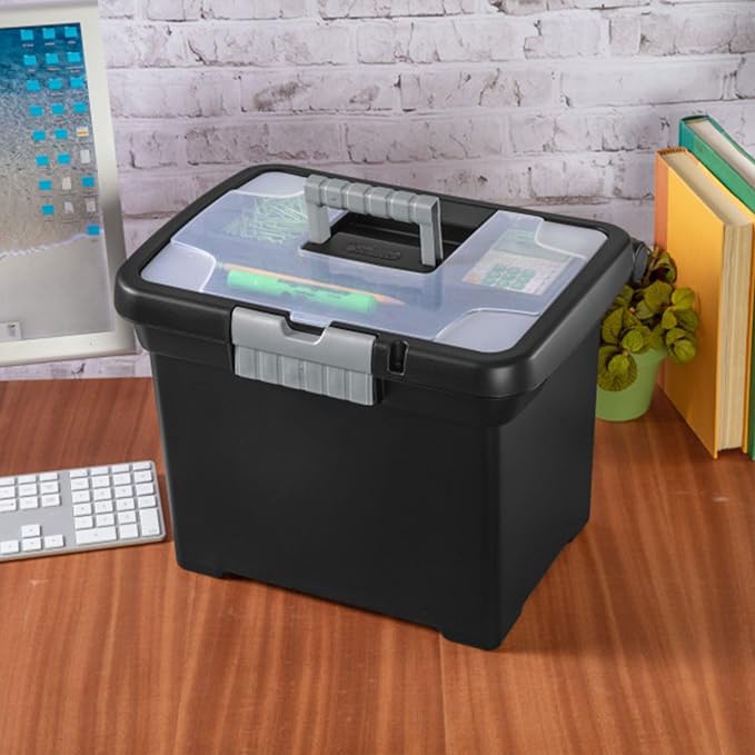 Sterilite Portable File Box with Latching Lids for Home and Office, 8-Pack | Heavy-Duty and Stackable Plastic Containers with Latches for Closet, Cabinet, Bedroom, Bathroom and Dorm Room Organization - Image 8