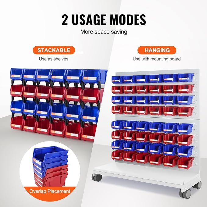 VEVOR Plastic Storage Bins 24 Pack (5 x 4 x 3-Inch), Hanging Stackable Storage Organizer Bins, Heavy Duty Stacking Containers for Closet, Garage, Office, or Small Parts Organization - Image 3