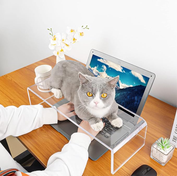 Anti-Cat keyboard cover, laptop keyboard covers cat proof, clear keyboard protector, PC Desk Stand for Keyboard Storage acrylic Monitor Stand Riser and Laptop Stand Riser (20"/7.1"/4.8") - Image 2