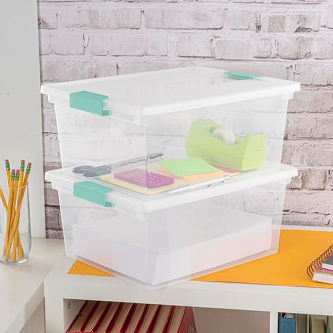 Sterilite Deep Clip Box, Clear Storage Bin with Latching Lid, 4 Pack - Image 3