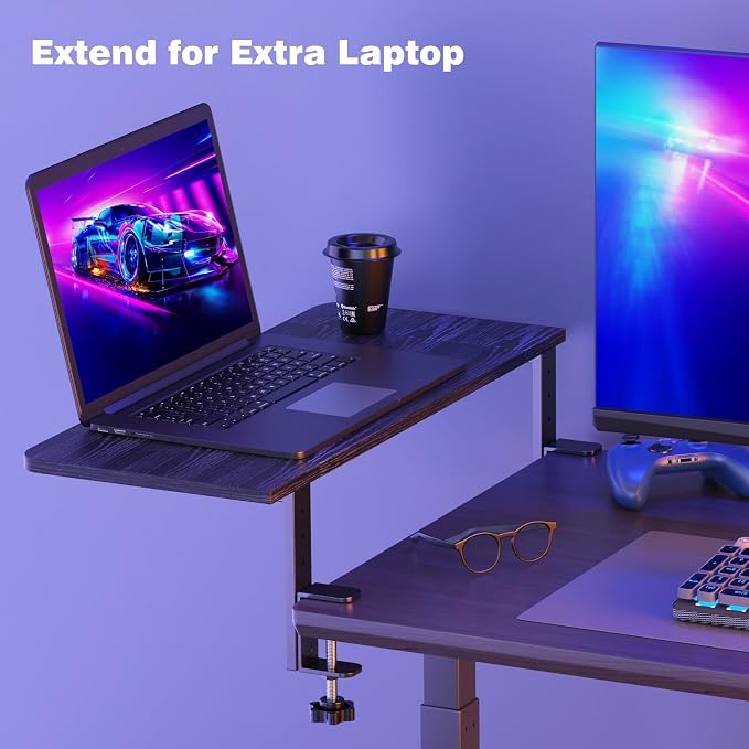Desk Extender, 22-inch Clamp-On Desk Shelf, Height-Adjustable Desktop Shelf Organizer for Monitors Office and Gaming Accessories, Arm Support Table Extension, 44lbs Heavy Duty, Black - Image 4