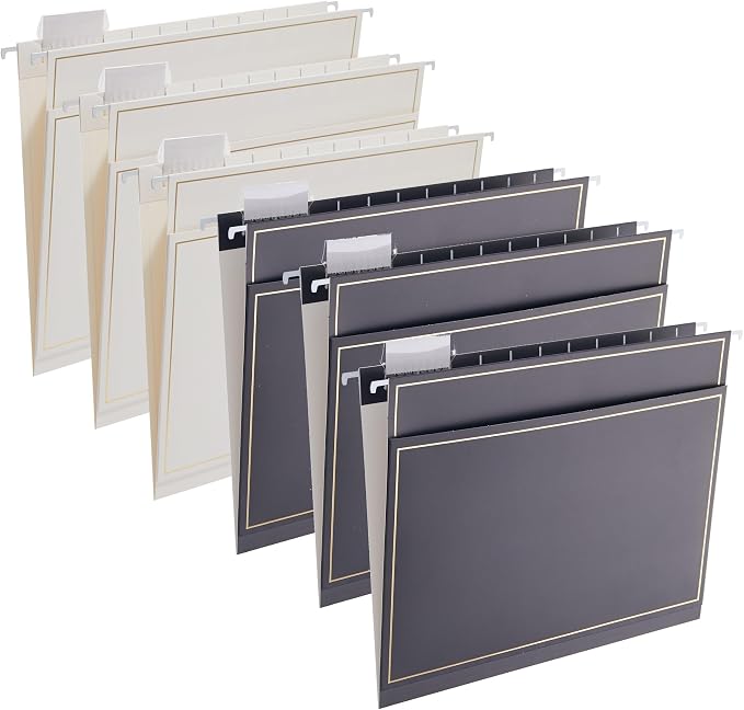 6 Pack Morandi Color Hanging File Folders with Pocket Letter Size Decorative File Folder Cute Pretty Hanging Folder for Office Home School with 1/5-Cut Adjustable Tabs, Outer Storage Pockets… by FeiBi