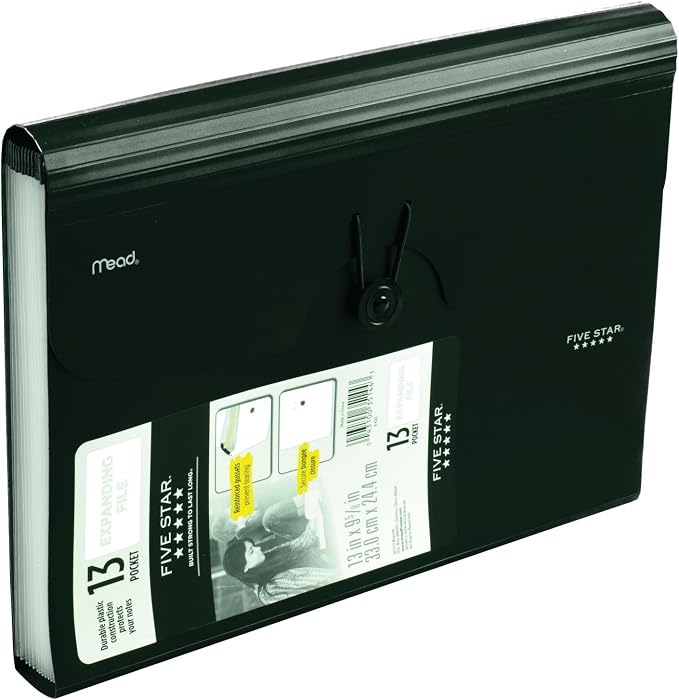 Five Star Expanding File Folder, 13-Pocket Expandable File Folder, Black (38144) - Image 4
