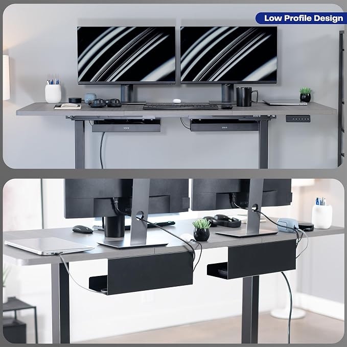 VIVO 2 Pack Black 17 inch Extra Deep Cable Management Tray, DESK-AC16-2C | Set of 2, Under Desk, Low Profile Power Strip Holder, Cord Organizer, Wire Tamer Steel Rack, Home Office, Holds 11 lbs each - Image 8