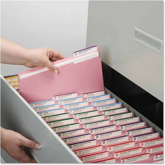 Smead File Folder, Reinforced 1/3-Cut Tab, Letter Size, Pink, 100 per Box (12634) - Image 7