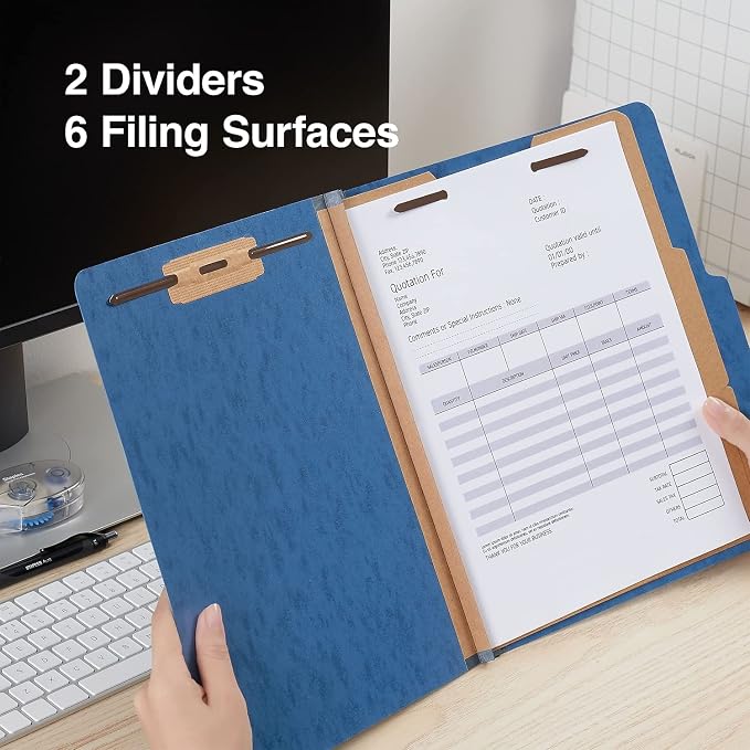 Staples Moisture‑Resistant Classification Folder, Letter Size, 2 Dividers, 2/5‑Cut Top Tab, Blue, Durable Construction, 10/Box - Image 7