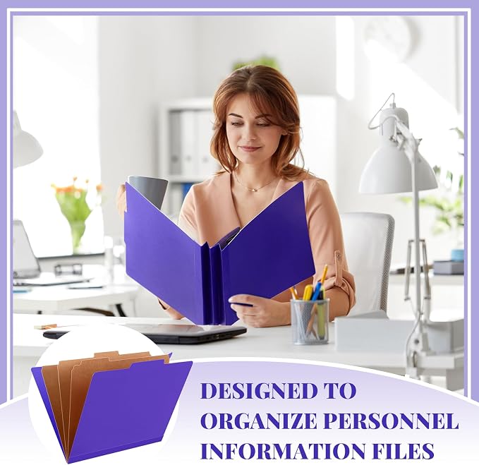 Skyygemm 12 Pcs Classification Folder Letter Size, 3 Divider File,Purple | Back to School Folder Supplies, Pressboard File with Fastener, Expanding Organizer Bulk for Teacher, Office, Employee, Staff - Image 6
