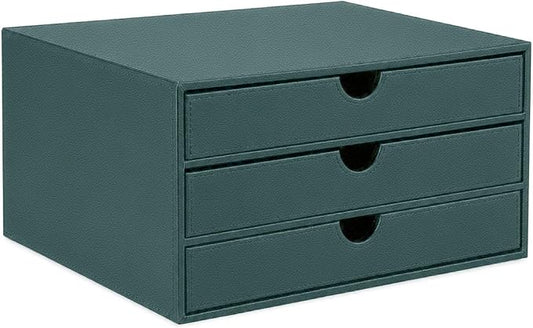 UnionBasic Document Organizer, 3-Drawer File Cabinet Document Storage Box, Office Desktop Filing Organizer, Dark Ivy by UnionBasic