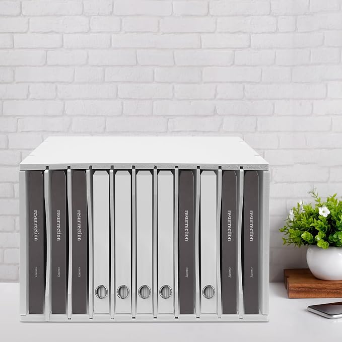 11 Slots Vertical Desktop Sorter, Paper Sorter Organizer with Removable Shelf Document Storage Rack Desk Letter Tray File Sorter Document Holder for Home Office School White - Image 8