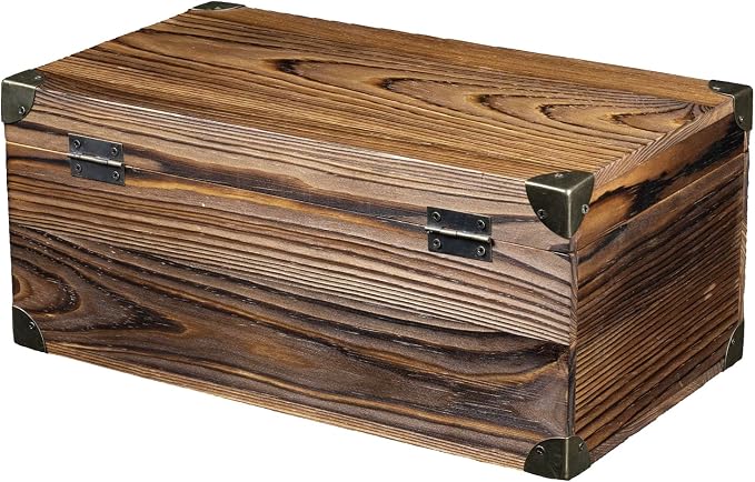 MyGift Rustic Dark Brown Wood Retro Audio Cassette Tape Storage Box with Antique Brass Tone Metal Latch and Brackets, 4 Compartments Hold up to 32 Tapes - Image 7