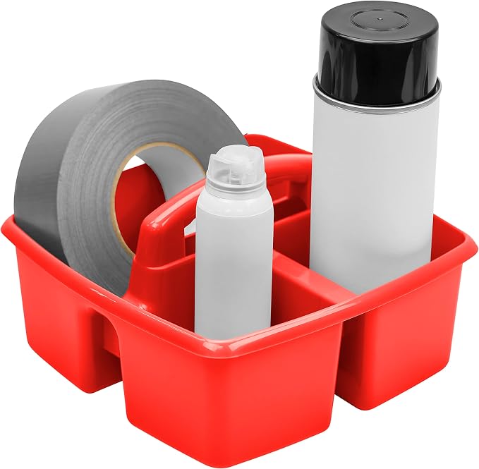 Storex 3-Compartment Small Caddy – Multipurpose Classroom Organizer with Handle, Red, 5-Pack (00949U06C) - Image 8