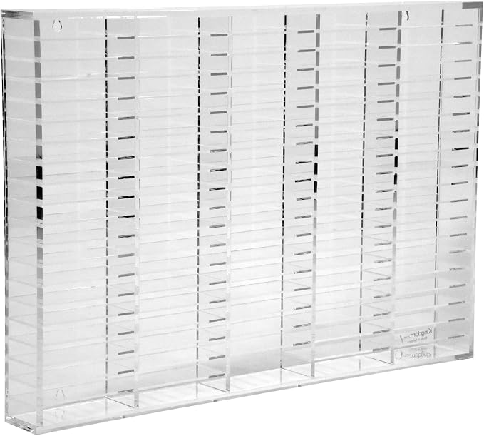 Kingdom TMOV100 Acrylic Wall Mount 100 Movable Divider Cassette Tape Rack/Stamp Pad Rack for Easy Sorting and Organizing of Cassette Tapes, Stamp Pads, Playing Cards, Card Decks, 8mm Frame - Image 4