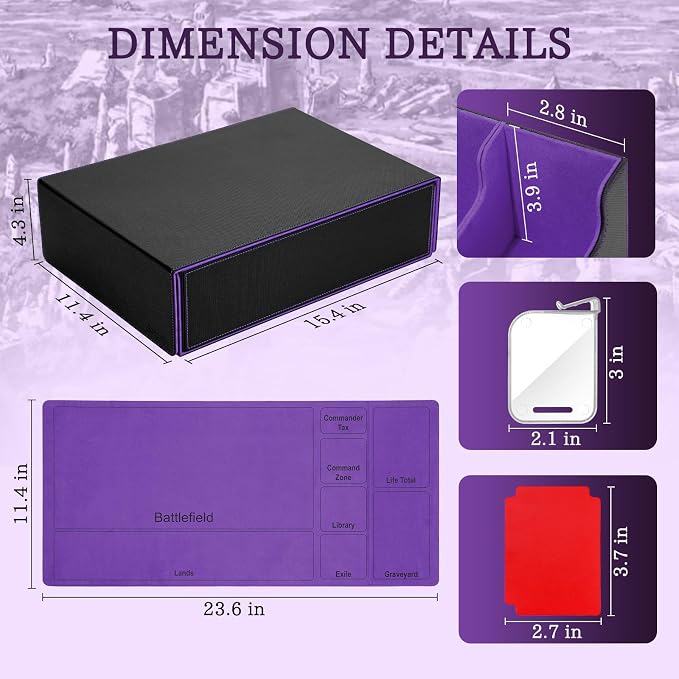 5 Row Trading Card Storage Box, 3800+Bulk Card Organizer Box with 20 Dividers & 5 Supporters, Graded Card Deck Box for YuGiOh, MTG, TCG Black/Violet - Image 5