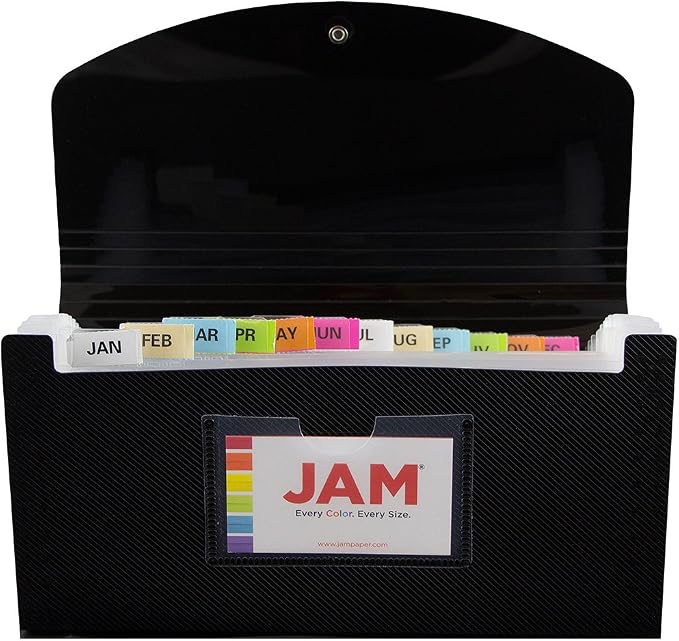 JAM PAPER Accordion Folders - 13 Pocket Plastic Expanding File - Check Size - 5 x 10 1/2 - Black - 2/Pack - Image 4