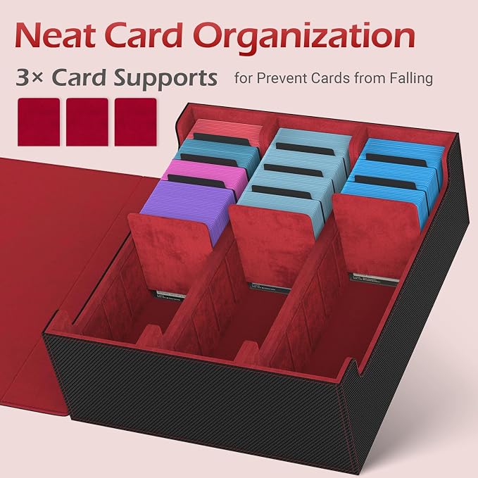 3-Row【2400+】Trading Card Storage Box, Card Organizer Holder with 8 Dividers, Case Fit for MTG TCG Magic Commander Deck Playing Cards, Deck Box for Sport Card - Image 4