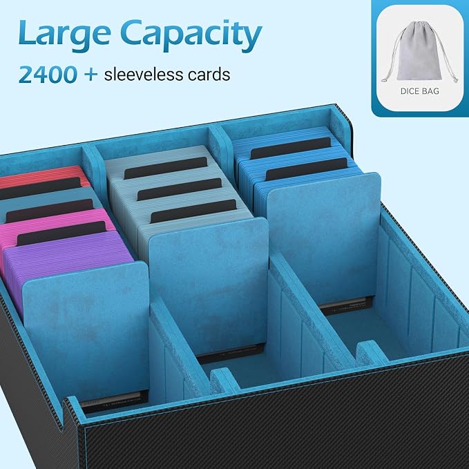 3-Row【2400+】 Trading Card Storage Box, Card Organizer Holder with 8 Dividers, Case Fit for MTG TCG Magic Commander Deck Playing Cards, Deck Box for Sport Card - Image 2