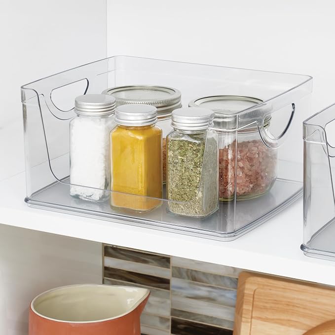 iDesign Stackable Open-Front Storage Bin with Handles, Clear | For Kitchen, Made in USA - Image 3