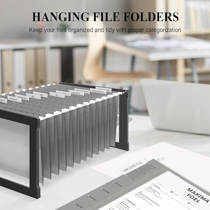 ViVin Hanging File Folders, 1/5-Cut Adjustable Tabs with 24 Per Box, 2 Inch Expansion, 24 Pack Letter Size Hanging File Folders, Designed for Office Home School Filing Cabinet(Gray) - Image 5