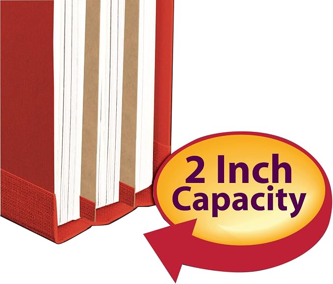 Smead PressGuard Classification File Folder with SafeSHIELD Fasteners, 2 Dividers, 2" Expansion, Legal Size, Bright Red, 10 per Box (19202) - Image 6