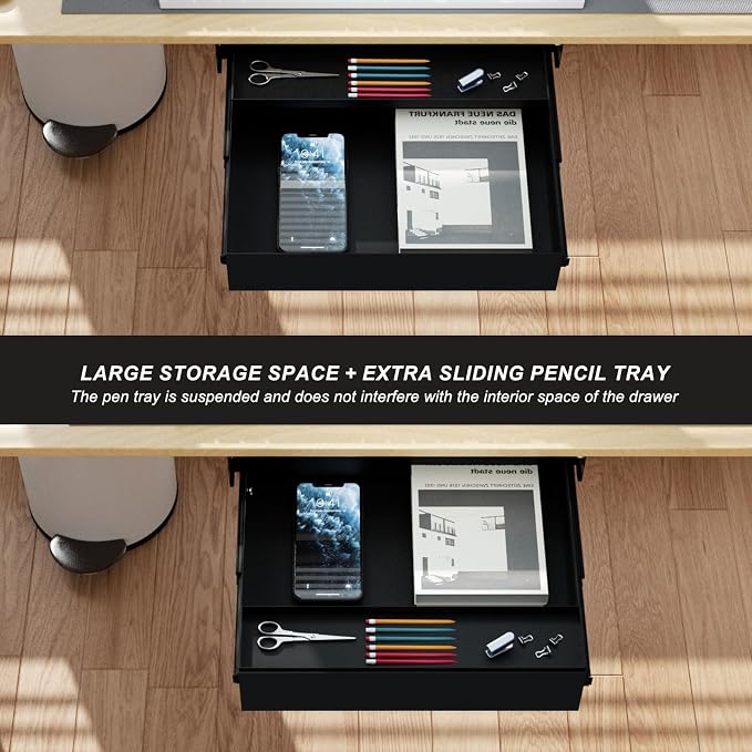 Under Desk Drawer (22.6''x10''x2.8'') with Sliding Pencil Tray, Office Desk Drawer Attachment, Extra Storage Organizer - Image 4