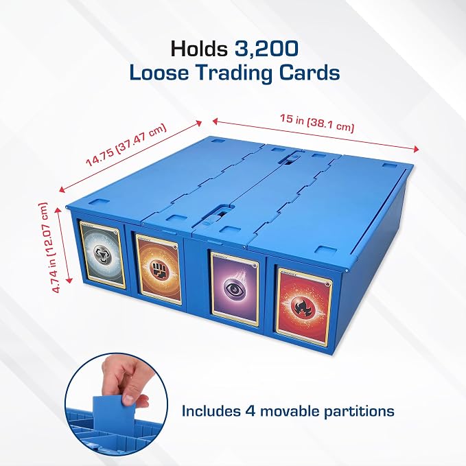 BCW Collectible Card Bin (2-Pack, Blue) | Holds 3200 Cards Each | Includes 4 Dividers Per Bin | Storage for Pokémon, MTG & Sports Cards - Image 3
