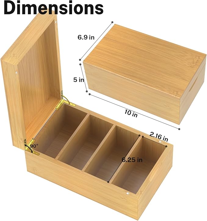 Neando Bamboo Recipe Card Organizer for 4x6 Cards – Wooden Index Card Storage Box with Lid, 4 Compartments, 600-Card Capacity, Includes 20 Tabbed Guides – Natural Kitchen Filing System - Image 5