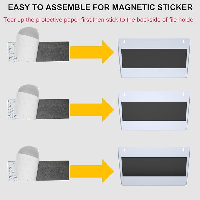 3 Pockets Magnetic File Holder for File Cabinets, Refrigerator, Whiteboard, Magnetic Paper Organizer, Mail or Folder Holder,Magnetic Magazine Rack,Wall Mount Hanging Mail Organizer (silver) - Image 6