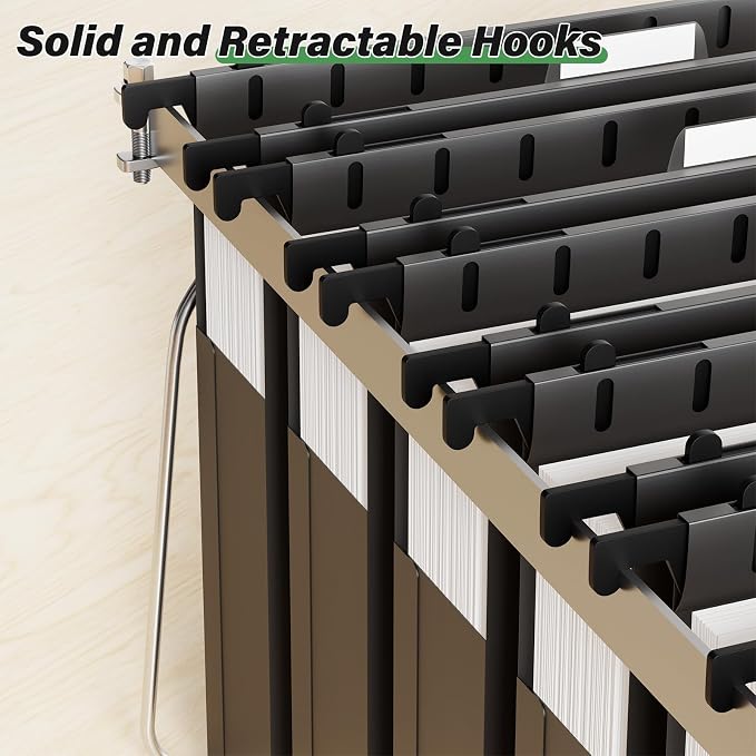 Ansook 24 Pack Plastic Legal Hanging File Folders,1” & 2" Expanding Accordian Pocket,Heavy Duty for Filing Cabinet,Insertable Tabs,Black Legal Size Hanging Folders,Hard and Durable Hang Folders,Black - Image 7
