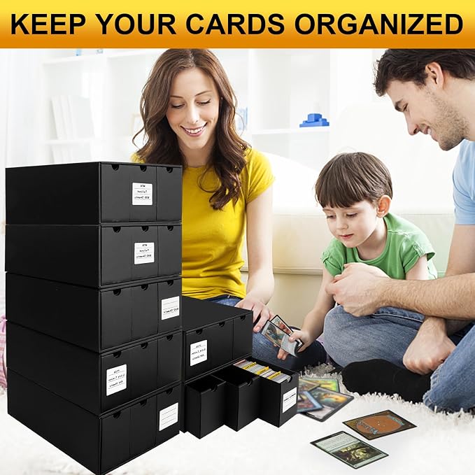 Trading Card Storage Box, Includes 21-600 CT Boxes & Card Dividers, + Trading Card Organizer for Collectible Card Games, for TCG, MTG, PTCG, Baseball Cards, with Labels & Tapes - Image 8
