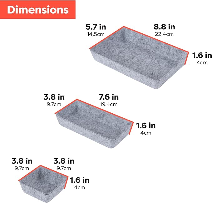 Rajas Goods Drawer Organizer Compatible with Ikea Alex Drawer Unit, 10-Piece Modular Felt Tray Organizer Set, Perfect Fit (Light) - Image 5