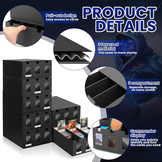 AOBOPLE Card Storage Box,21000+ Cardboard Trading Card Boxes with 72 Card Dividers,Labels and Tape,Bulk Card Storage for MTG TCG PTCG Commander Display - Image 5