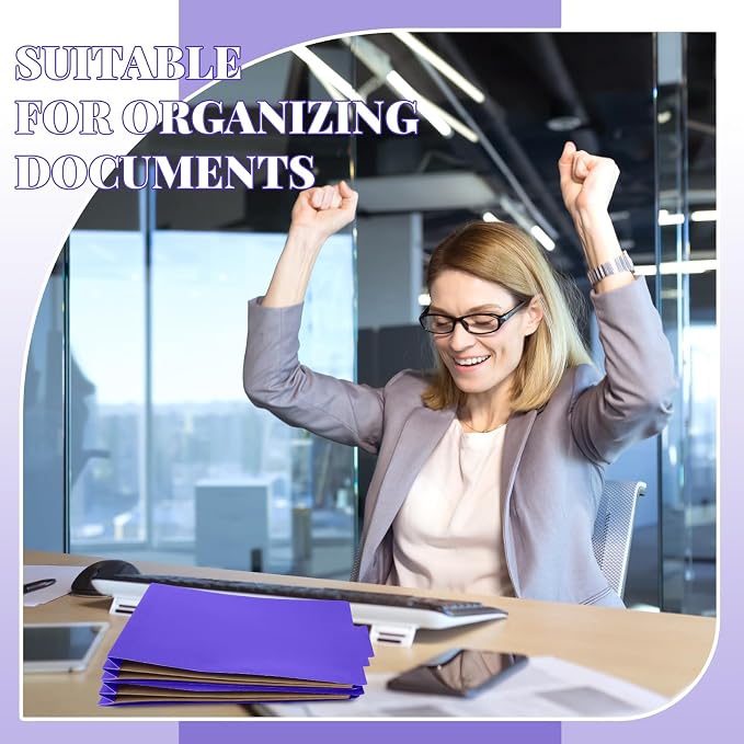 36 Pcs Skyygemm Classification Folder Letter Size, 2 Pocket File,Purple | Back to School Supplies, File Organizer with Fastener, Expanding File Organizer Bulk for Office Employee, Staff, Teacher - Image 6