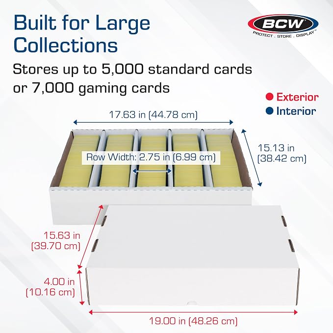 BCW 5000ct Trading Card Storage Boxes (Full Lid) – 2 Pack | TCG & MTG Card Storage Organizer | Fits Card Dividers & Sorting Tray | Corrugated Cardboard Box for Collectible Cards - Image 3