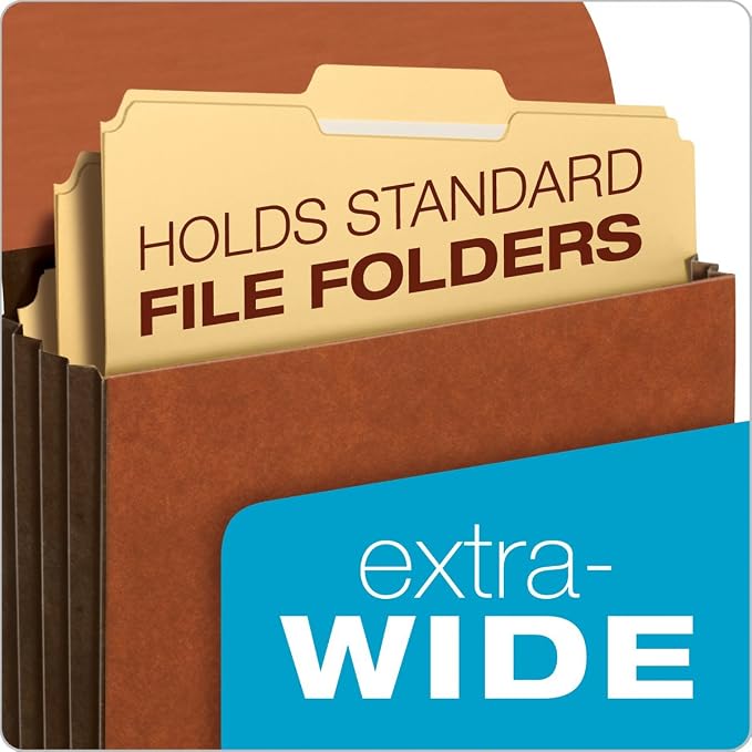 Pendaflex File Wallets, Heavy Duty, 5-Pack, Letter Size, Extra Wide, 7" Expansion, Brown, Elastic Cord Closure, Reinforced Covers for Secure Home Office Document Storage - Image 6