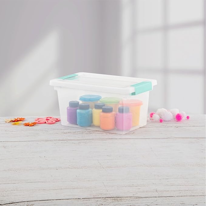Sterilite 12-Pack Clip Box, Stackable Clear Plastic Bins with Latching Lids, Medium - Writing, Arts or Crafts Supplies Storage Containers for Home, Office, Classroom and Workshop Organization - Image 8