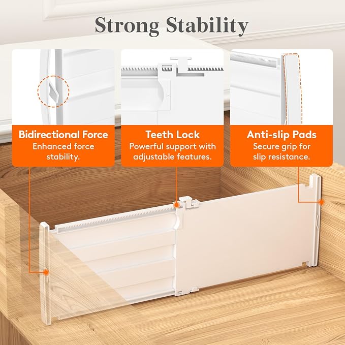 Lifewit 6" Tall Drawer Dividers, Adjustable Deep Drawer Organizer Clothes | 5 Pack 11.5"-18.5" Expandable White Plastic Separators for Dresser, Kitchen, Cabinet, Closet, Office Organization & Storage - Image 4