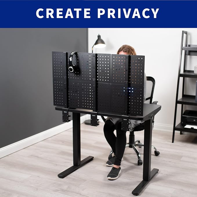 VIVO Black Clamp-on 20 x 24 inch Desk Pegboard, PP-DK24B | Steel Privacy Panel, Magnetic Peg Board, Office Accessory Organizer, Above or Under Desk Placement - Image 8