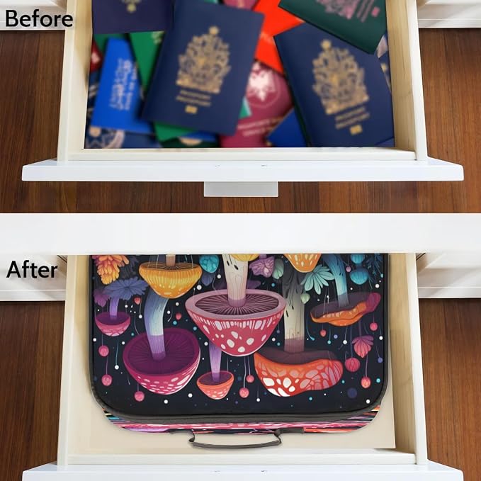 File Organizer Beautiful Mushrooms Document Organizer with Handle Portable File Organizer Bag Home Travel Storage Bags for Files Laptop Certificates - Image 6