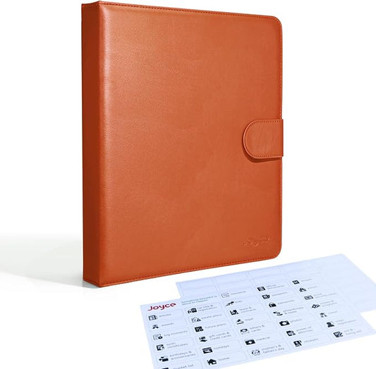 JOYCE Important Document Organizer 14 Expanding Pockets,Brown | Waterproof leather binder with 13 Card Slots for Passports, Birth Certificates, Tax Files and Wills by FeaturedProducts