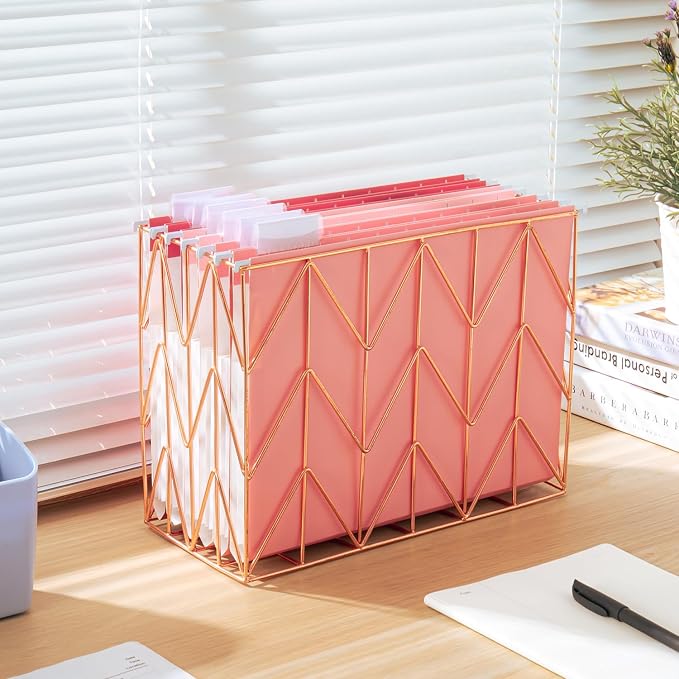 Y YOMA Letter Size - 6 Pack Extra Capacity Hanging File Folders Accordion Decorative Reinforced File Folder Cute Colored Expandable Folder for Office Home with 1/5-Cut Adjustable Tabs, Cute Pink - Image 6