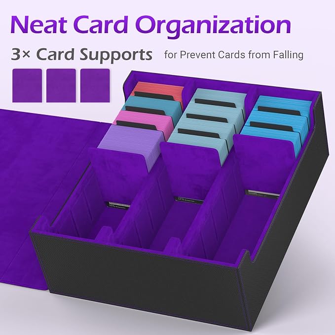 3-Row【2400+】 Trading Card Storage Box, Card Organizer Holder with 8 Dividers, Case Fit for MTG TCG Magic Commander Deck Playing Cards, Deck Box for Sport Card - Image 4