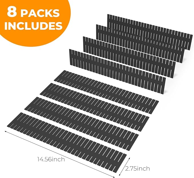 Adjustable Drawer Dividers, Cut to Fit Plastic Organizer Strips, 8-Pack | Plastic Drawer Dividers for Organizing Utensils Socks Underwear Makeup in Kitchen Bedroom Drawers Bins Fridge Compartments - Image 2