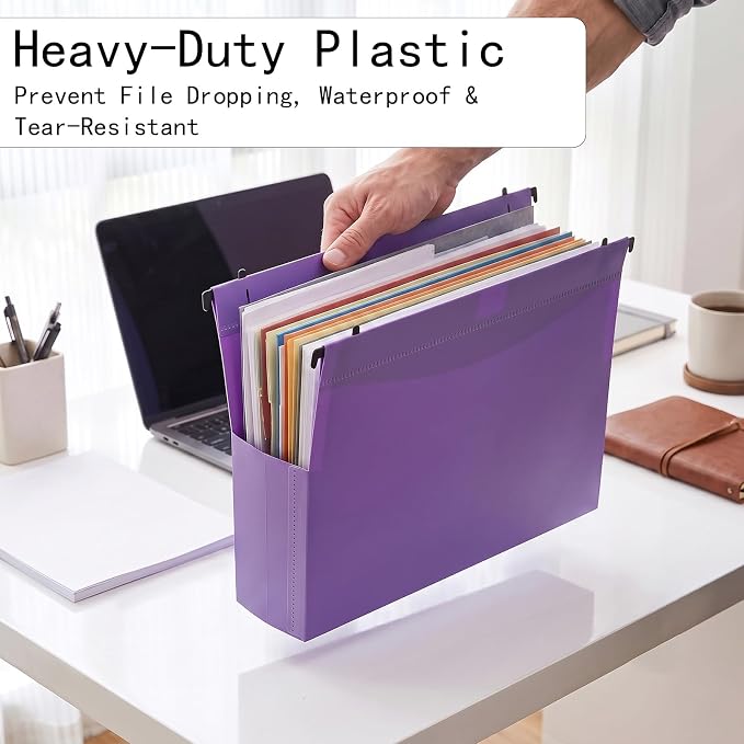 Hanging File Folders Letter Size, 2" Expanding Plastic Folders with Tabs | 18 Pack Heavy Duty Design, Extra Capacity Holds Up to 500 Sheets Each, for Office Files, Teacher Plans, and Home Documents - Image 3