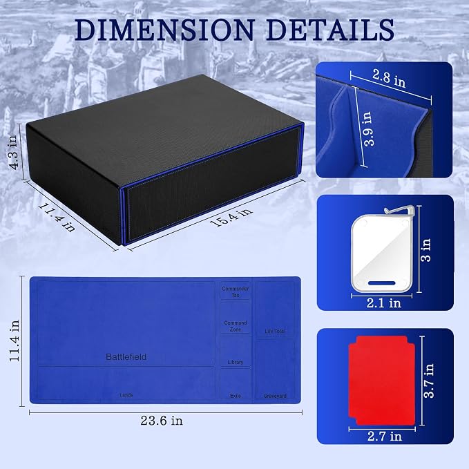 5 Row Trading Card Storage Box, 3800+Bulk Card Organizer Box with 20 Dividers & 5 Supporters, Graded Card Deck Box for YuGiOh, MTG, TCG Black/Blue - Image 5